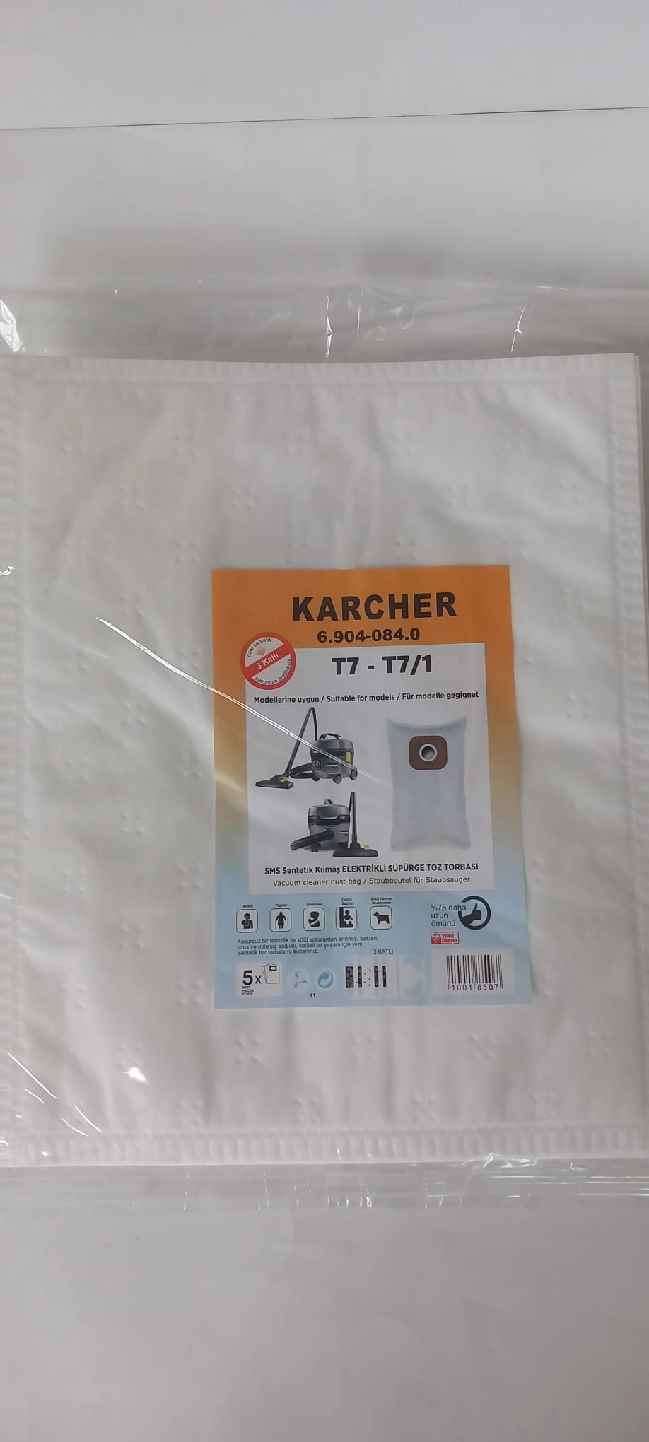 Karcher 6.904-084.0 T7- T7/1 Toz Torbası 10 Adet