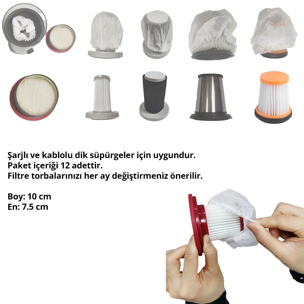 HEIFER için Quiclean Pro Dikey Süpürge Filtre Koruyucu - 12 Adet